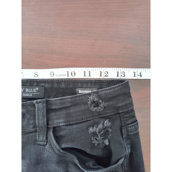 Judy Blue Destroyed Boyfriend Jeans Women's Sz 27 Black Hi Waist Denim - Picture 9 of 16